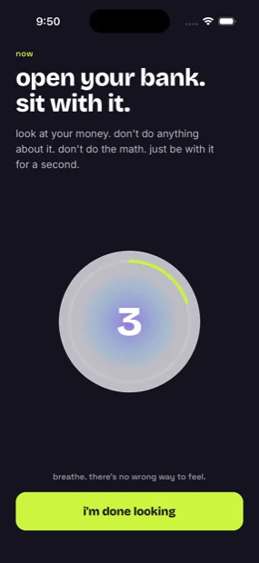 The 10-second look screen in the FUC Money app